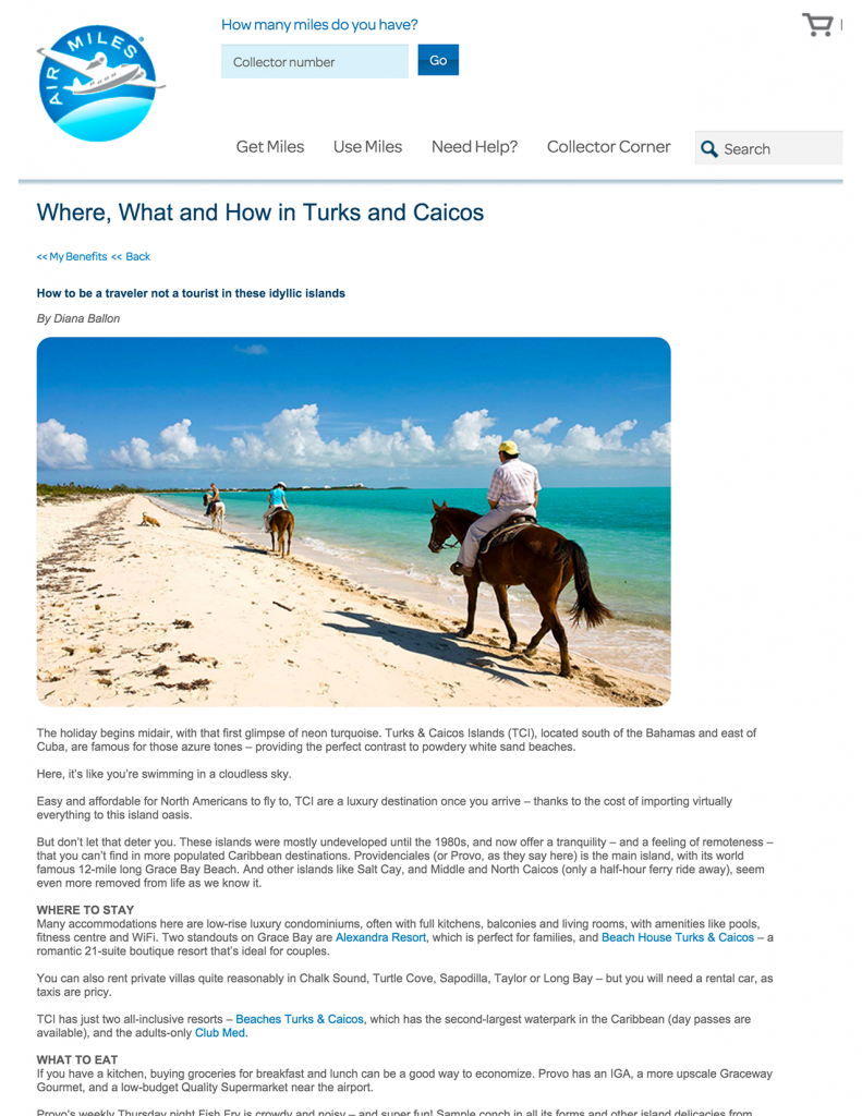 Where, What and How in Turks and Caicos